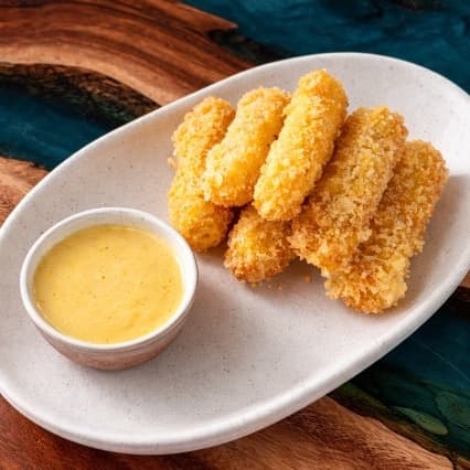 Cheese sticks — Crispy fried cheese sticks with melted cheese inside. Served hot for the perfect cheesy bite.