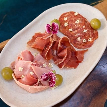 Cured meat set — Chorizo, prosciutto, smoked cotto, olives and capers