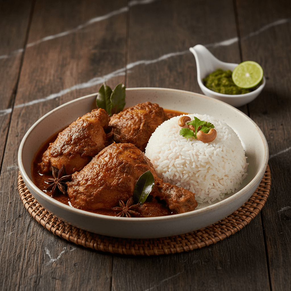 Chicken Curry — Indonesian rendang style, jasmine rice