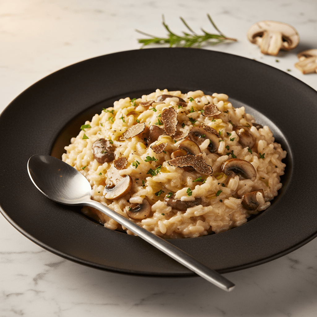 Truffle Mushroom Risotto — Arborio rice, mushroom, truffle oil