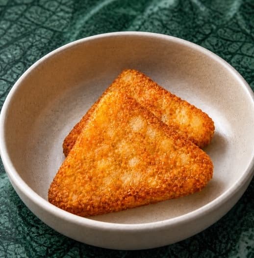 Hashbrown — Golden crispy hashbrowns with a soft potato center. Perfectly crunchy and satisfying.